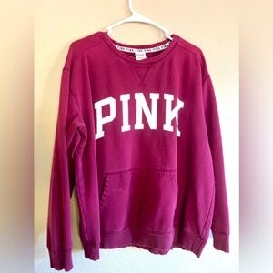Distressed PINK crewneck sweater